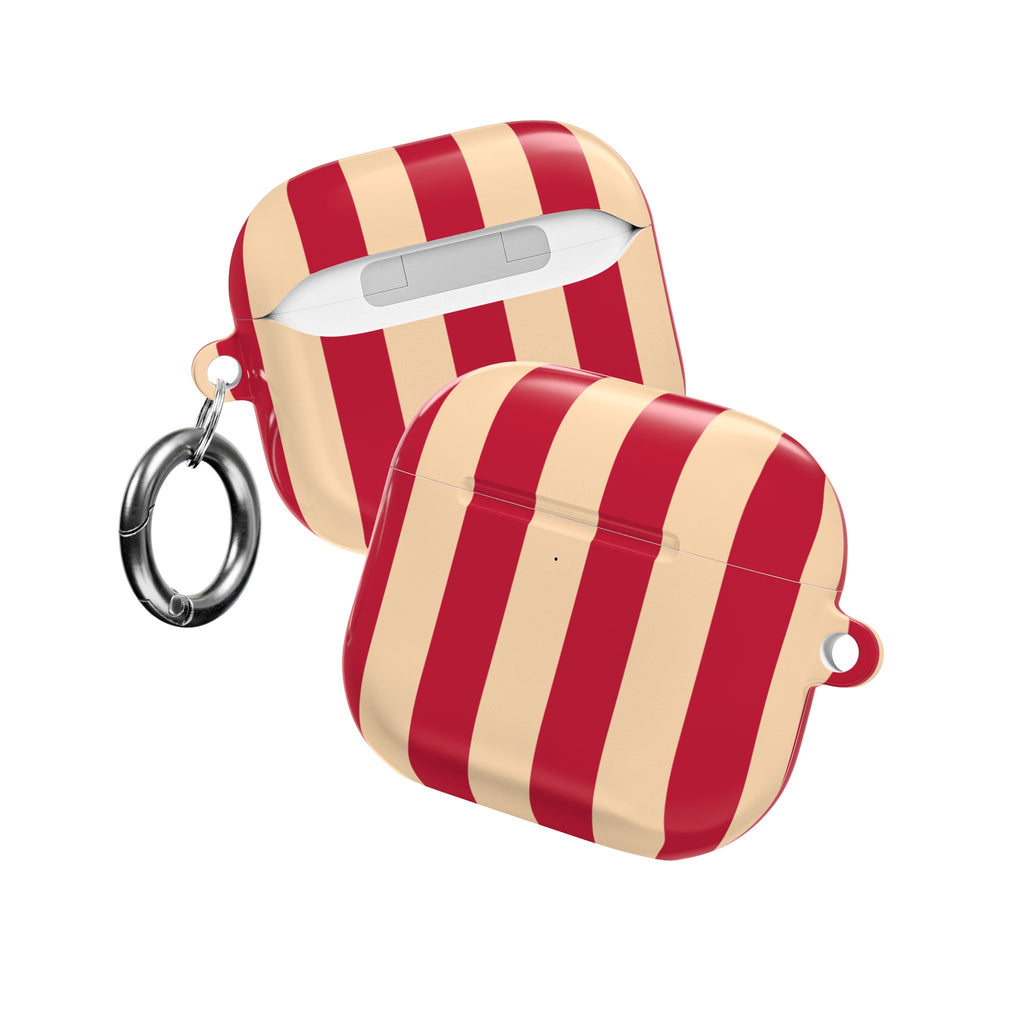 Red and Cream Stripe AirPod Case