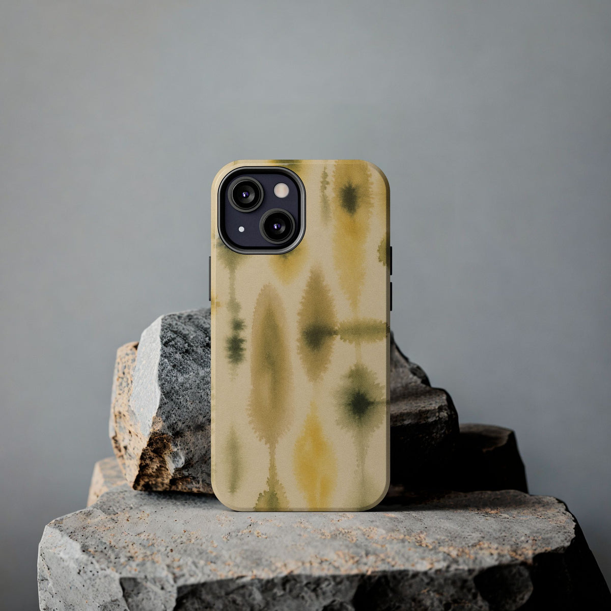Watercolor Trees Phone Case | Abstract Forest Pattern, Olive & Mustard