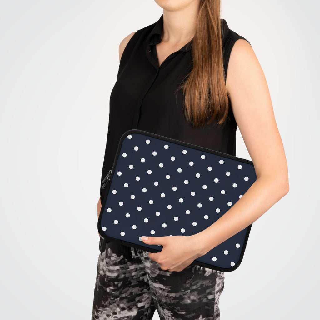 Navy Polka Dot Laptop Sleeve