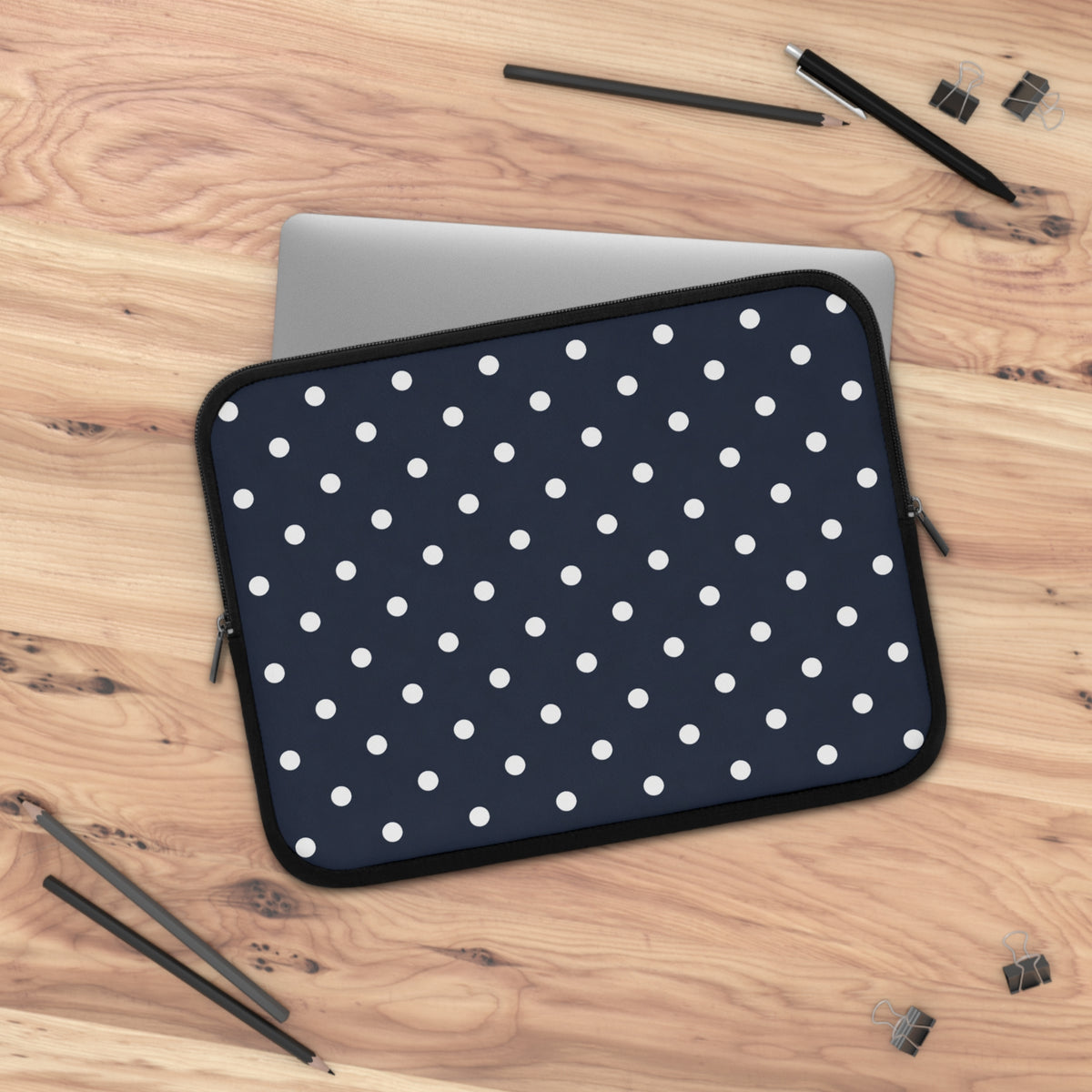 Navy Polka Dot Laptop Sleeve
