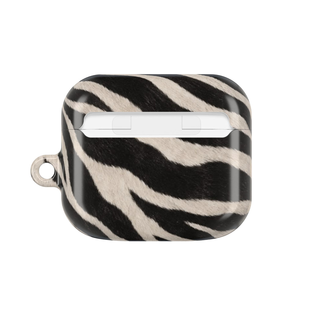 Zebra Print AirPod Case | Black White Stripes, Faux Fur Pattern