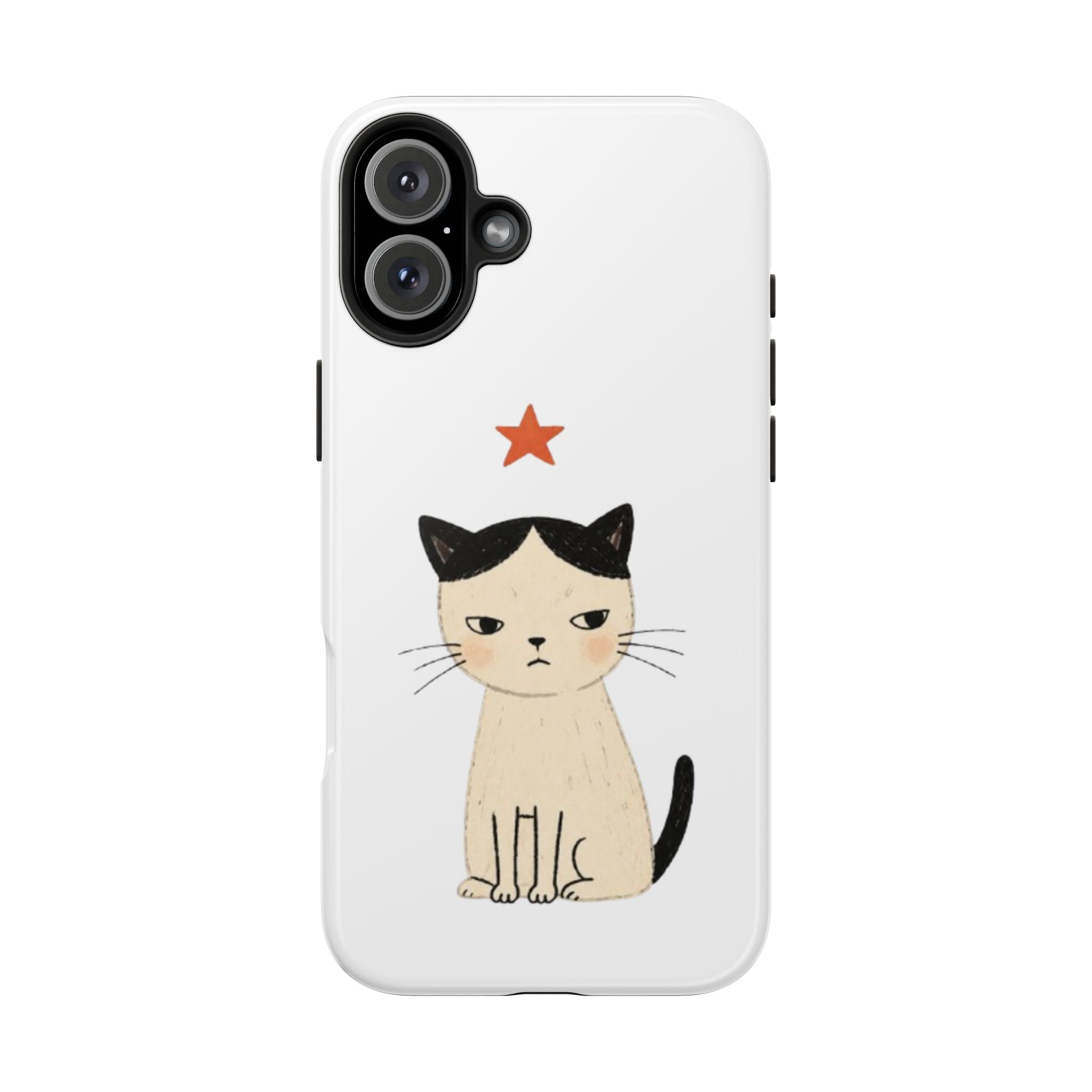 Grumpy Cat Illustration Phone Case | Cute Cat with Star Tough Case