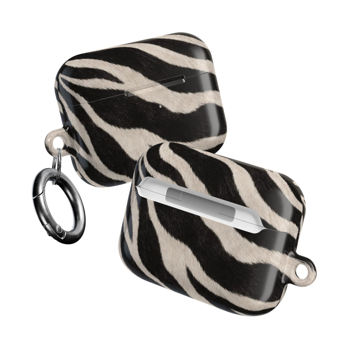 Zebra Print AirPod Case | Black White Stripes, Faux Fur Pattern