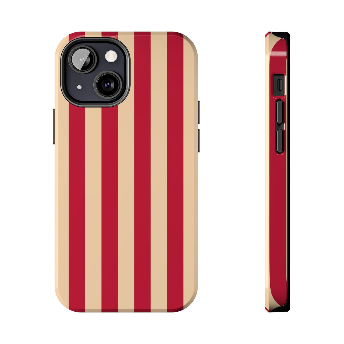 Retro Red & Cream Stripe Phone Case — Tough Protective Cover