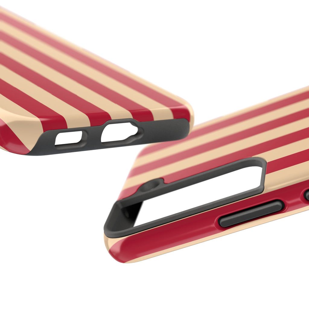 Retro Red & Cream Stripe Phone Case — Tough Protective Cover