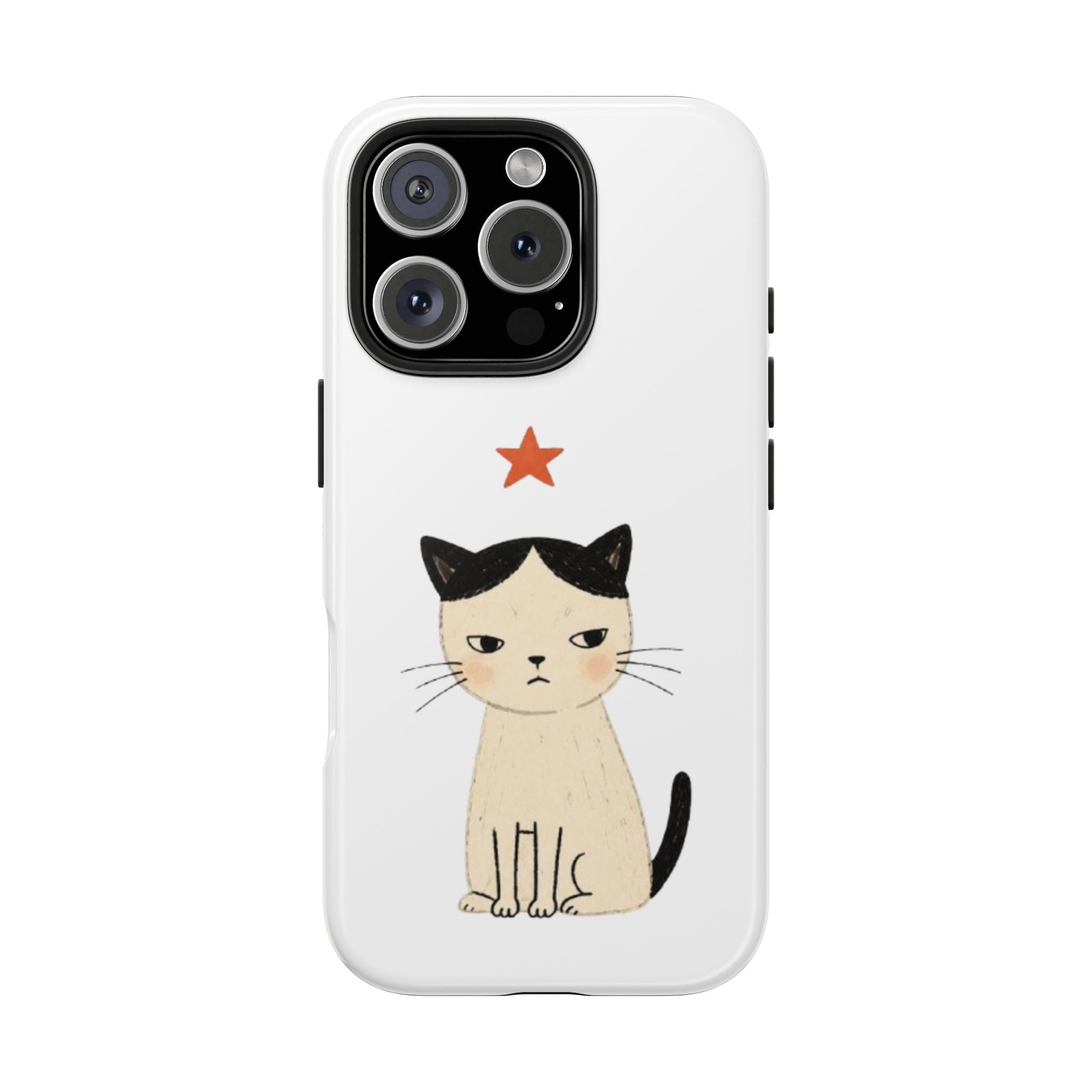 Grumpy Cat Illustration Phone Case | Cute Cat with Star Tough Case