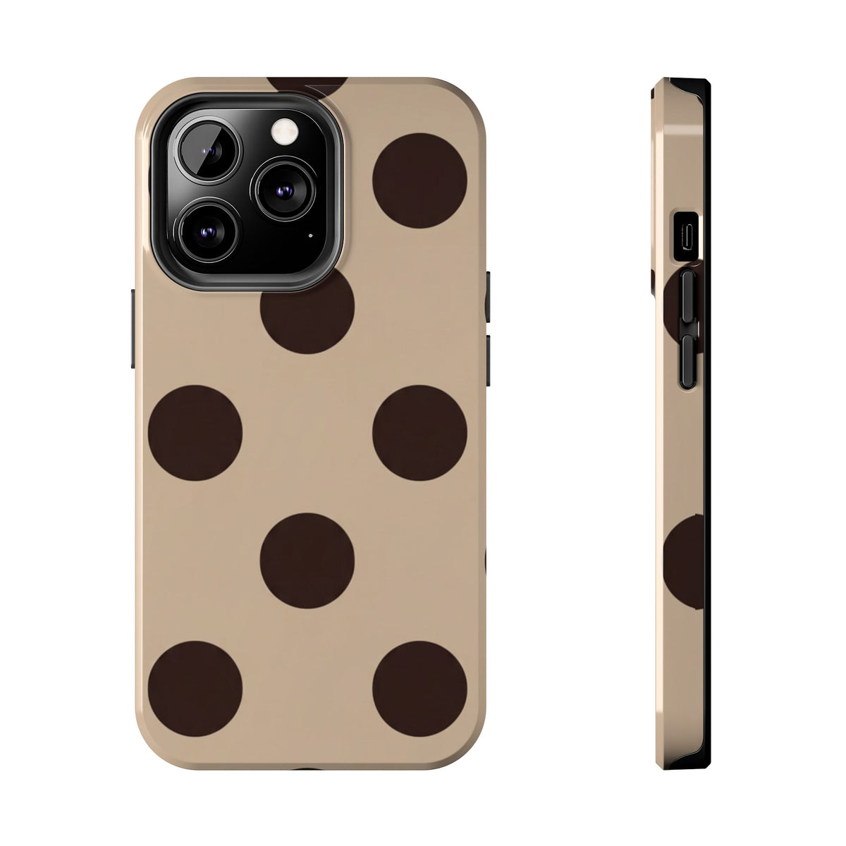 Chocolate Polka Dot Tough Phone Case — Beige Protective Phone Cover