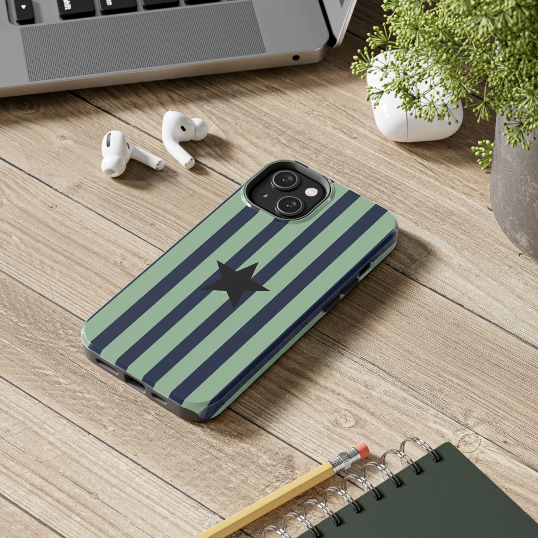 Stylish Tough Phone Cases, Durable Smartphone Covers, Trendy Tech Accessories, Unique Gifts for Teens, Striped Star Design