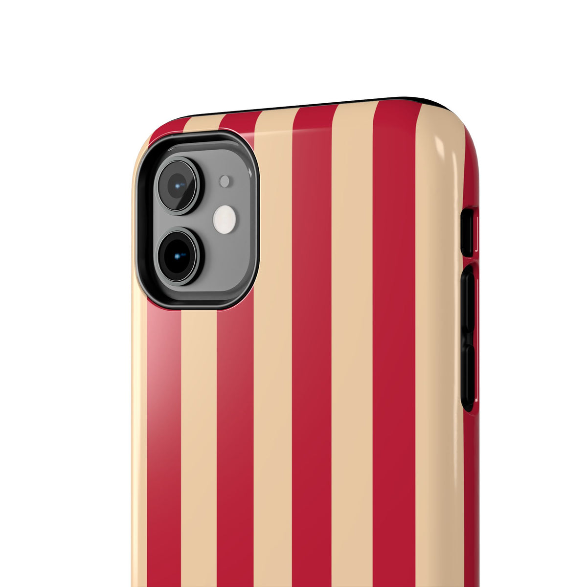 Retro Red & Cream Stripe Phone Case — Tough Protective Cover
