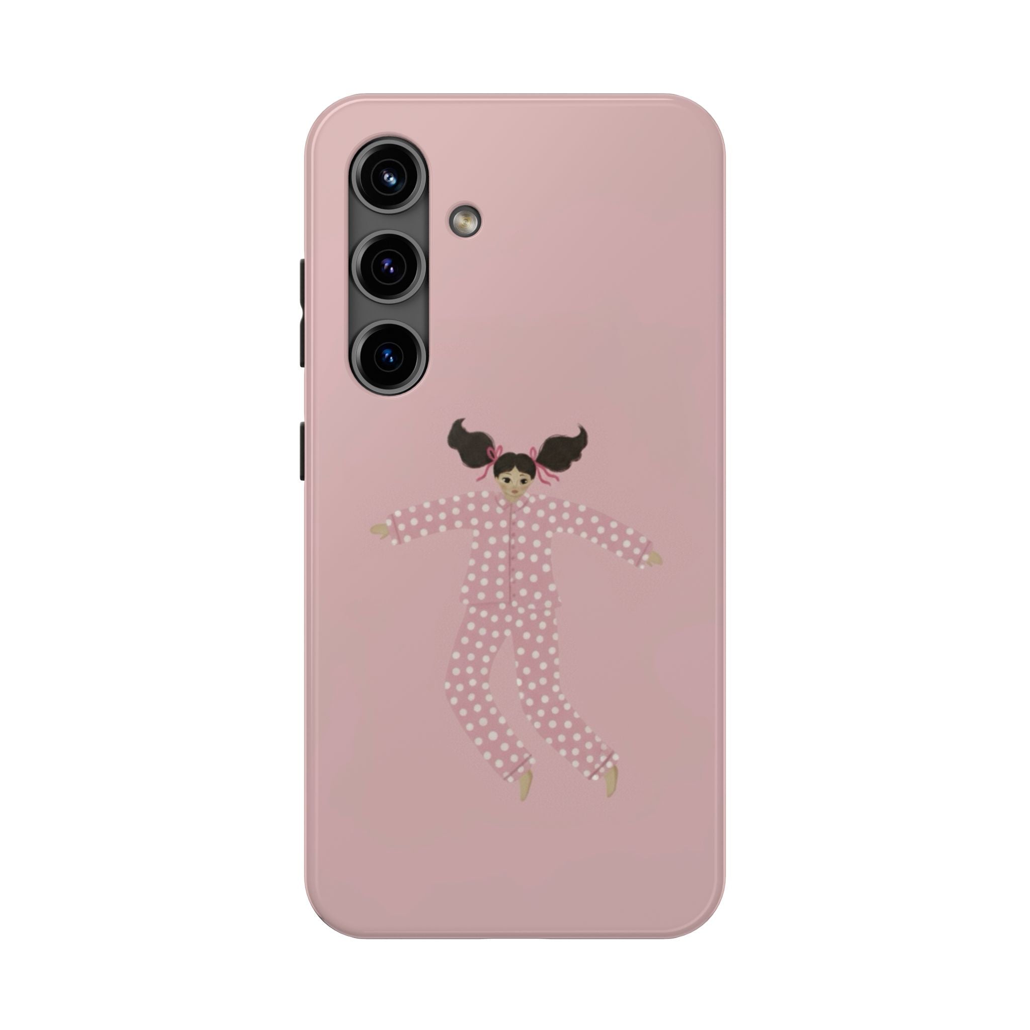 Pink Girl Drawing Tough Phone Case, Cute Protective Cover, Stylish Phone Accessories, Customizable Phone Case, Trendy Cell Phone Case