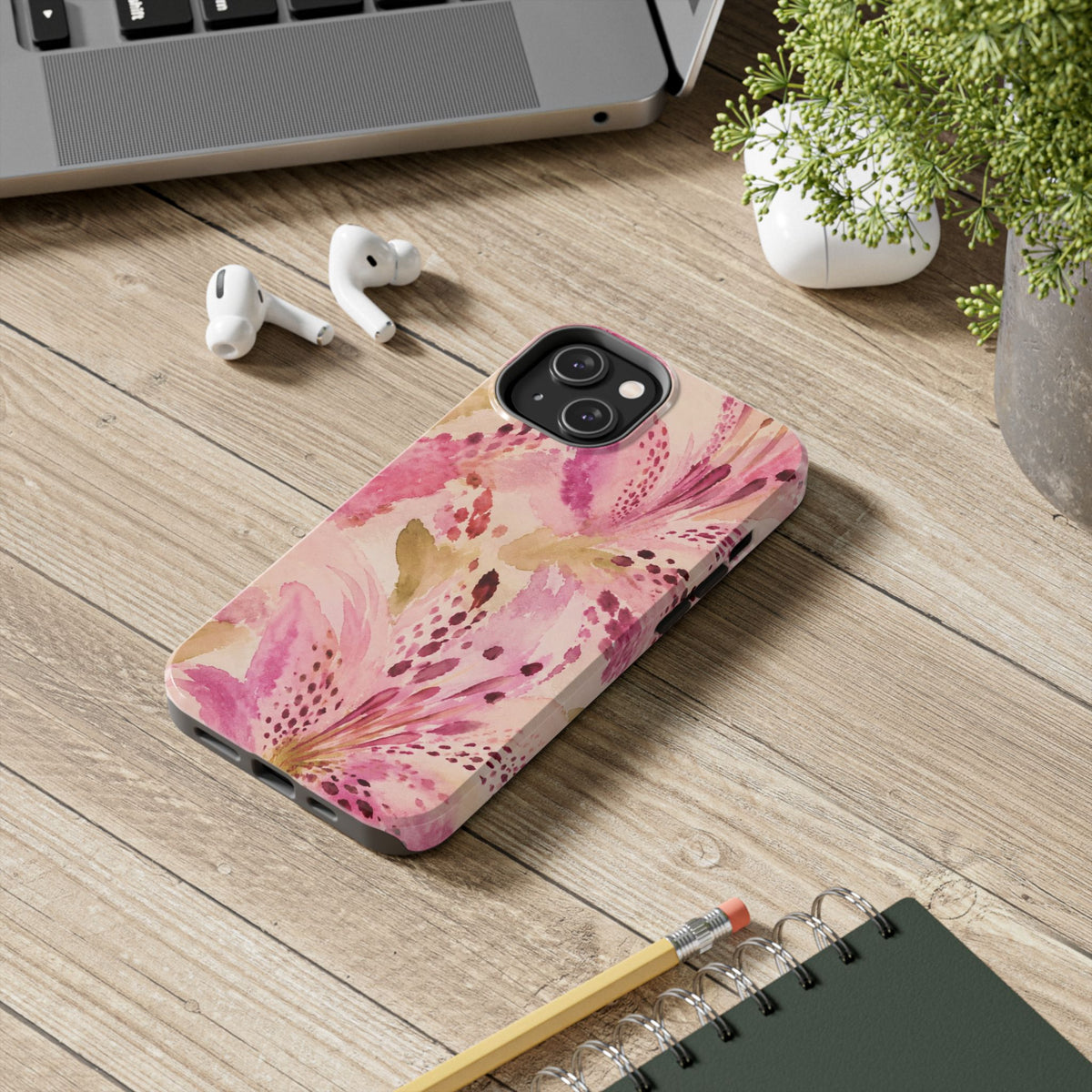 Pink Watercolor Lily Tough Phone Case | Floral Phone Case