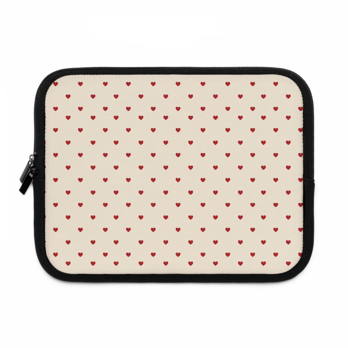 Tiny Red Hearts Laptop Sleeve | Minimal Polka Dot Pattern