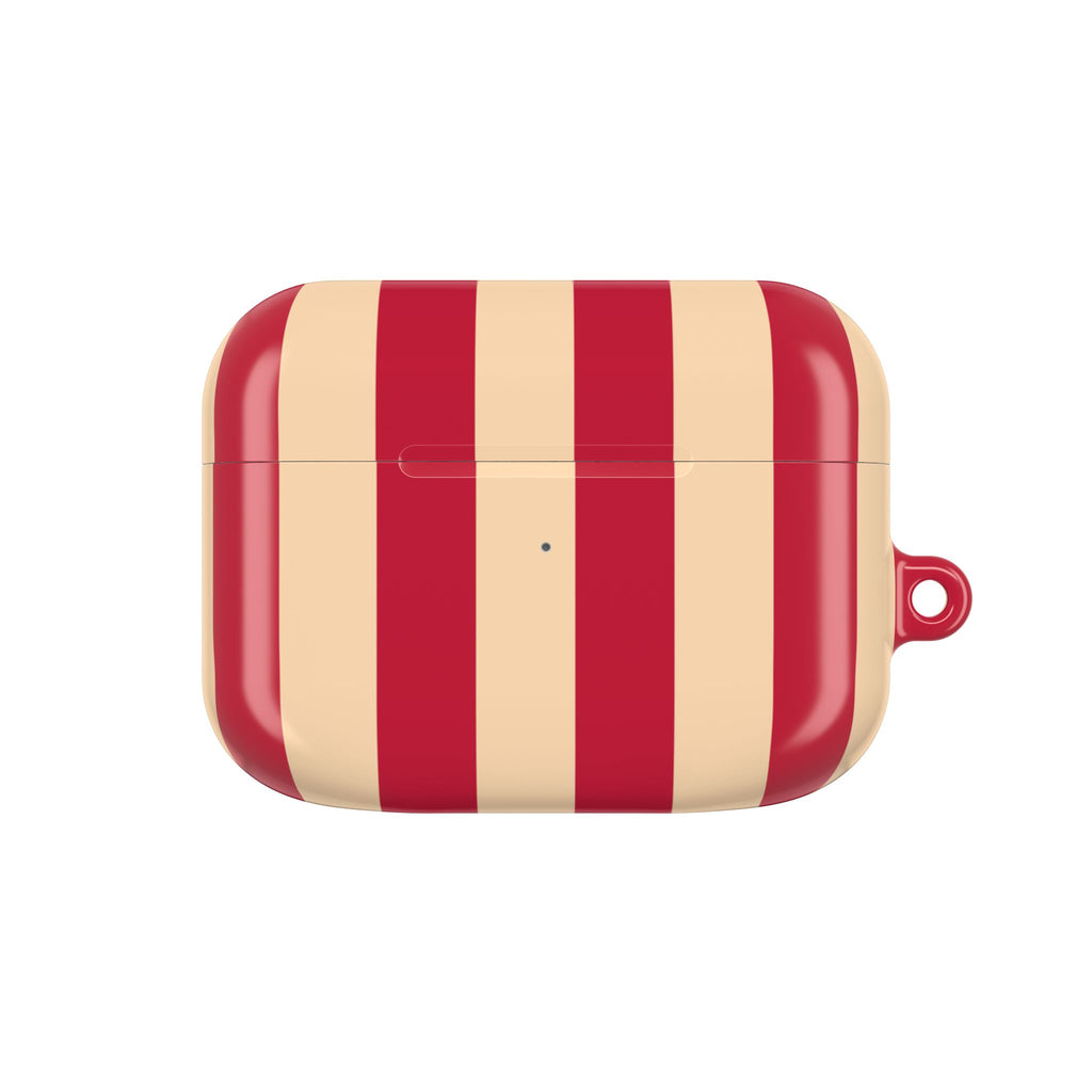 Red and Cream Stripe AirPod Case