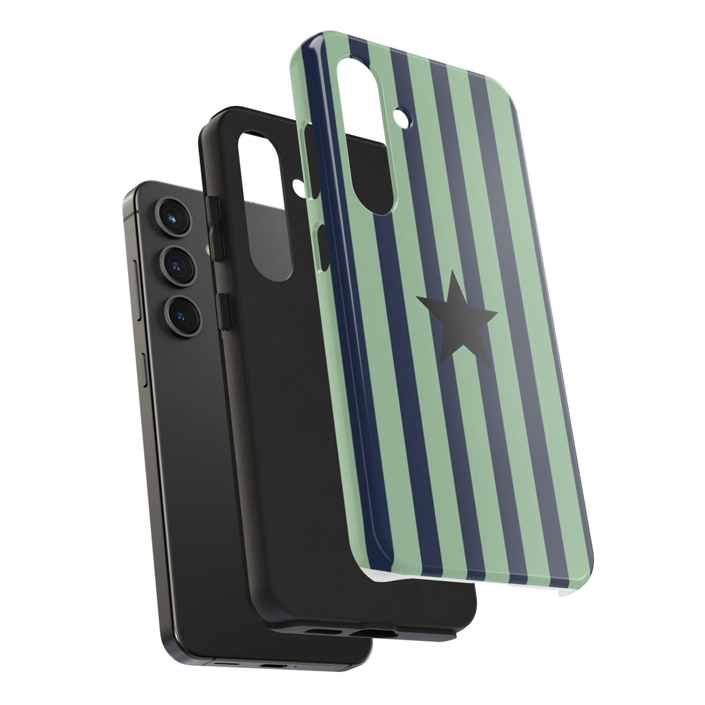 Stylish Tough Phone Cases, Durable Smartphone Covers, Trendy Tech Accessories, Unique Gifts for Teens, Striped Star Design