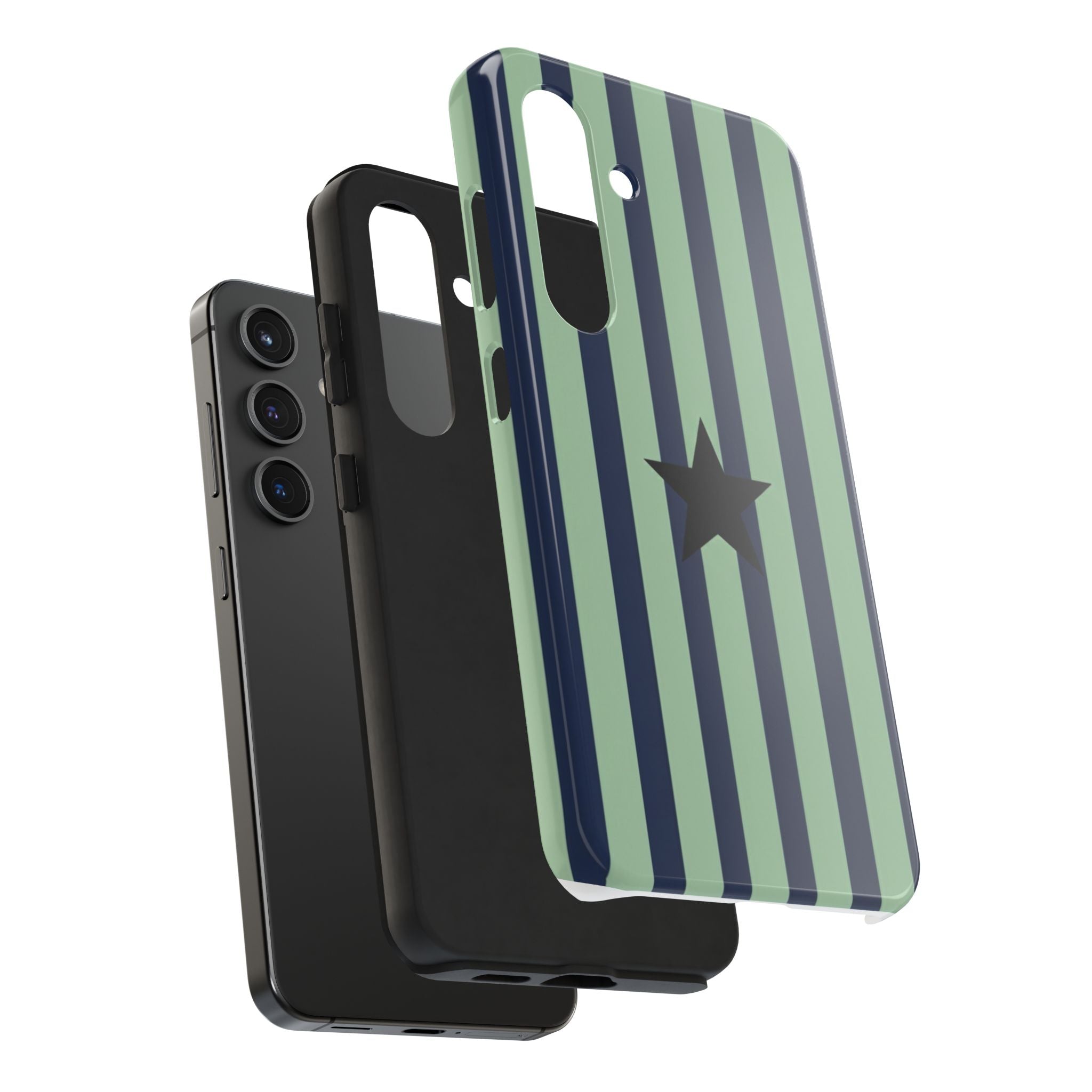 Stylish Tough Phone Cases, Durable Smartphone Covers, Trendy Tech Accessories, Unique Gifts for Teens, Striped Star Design