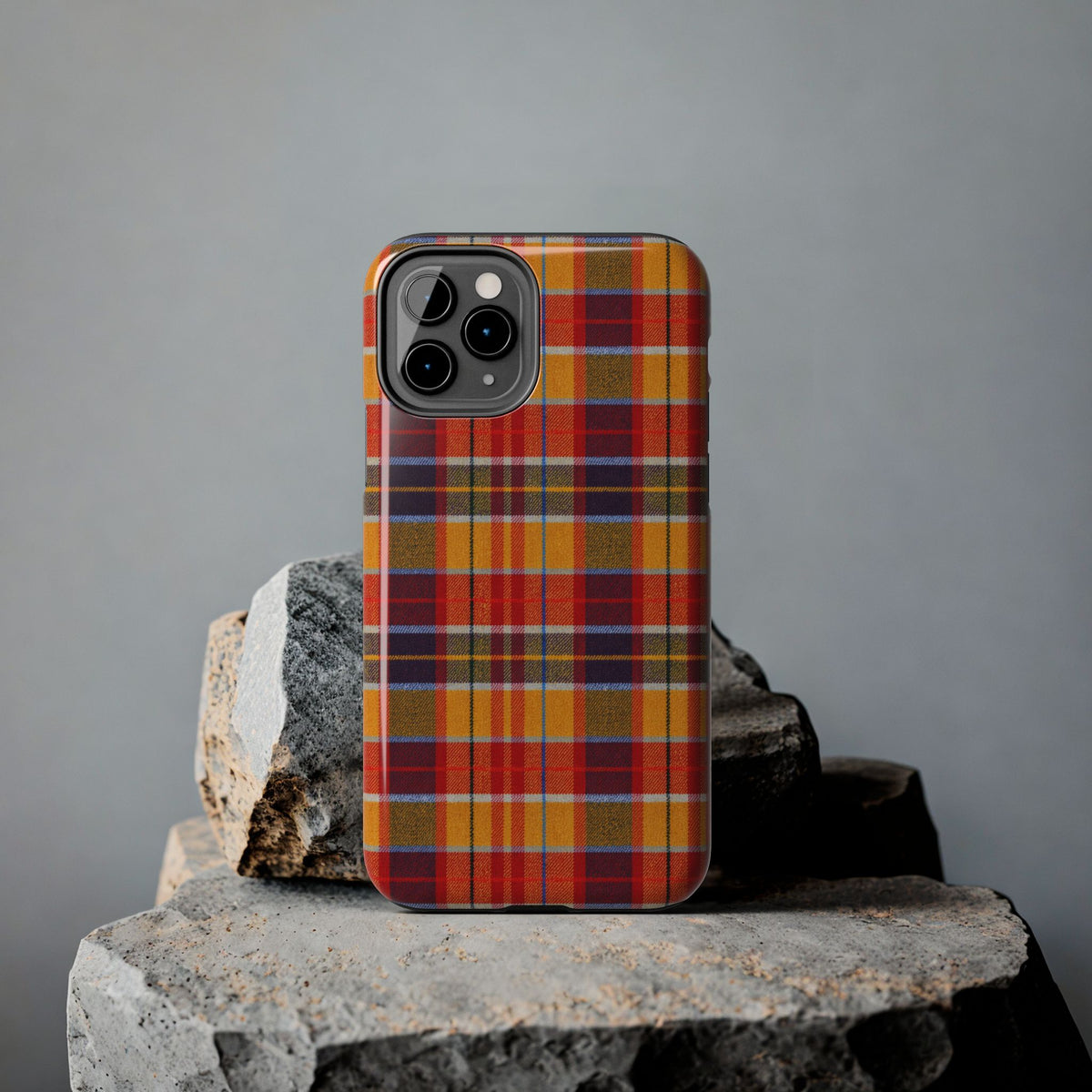 Autumn Plaid Tough Phone Case | Orange Red Yellow Plaid