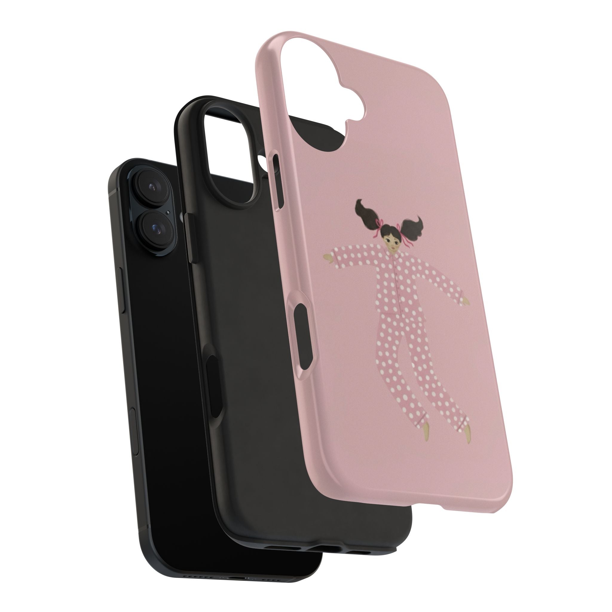 Pink Girl Drawing Tough Phone Case, Cute Protective Cover, Stylish Phone Accessories, Customizable Phone Case, Trendy Cell Phone Case