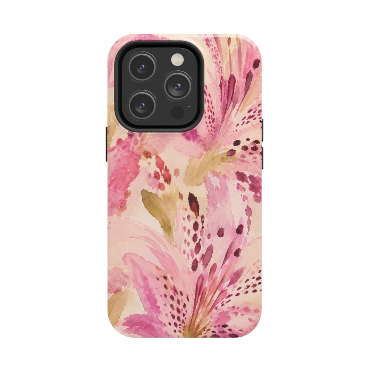 Pink Watercolor Lily Tough Phone Case | Floral Phone Case