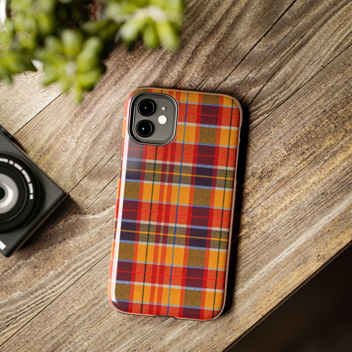 Autumn Plaid Tough Phone Case | Orange Red Yellow Plaid