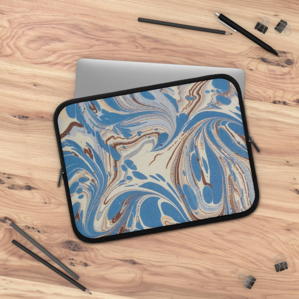 Blue Brown Marble Swirl Laptop Sleeve