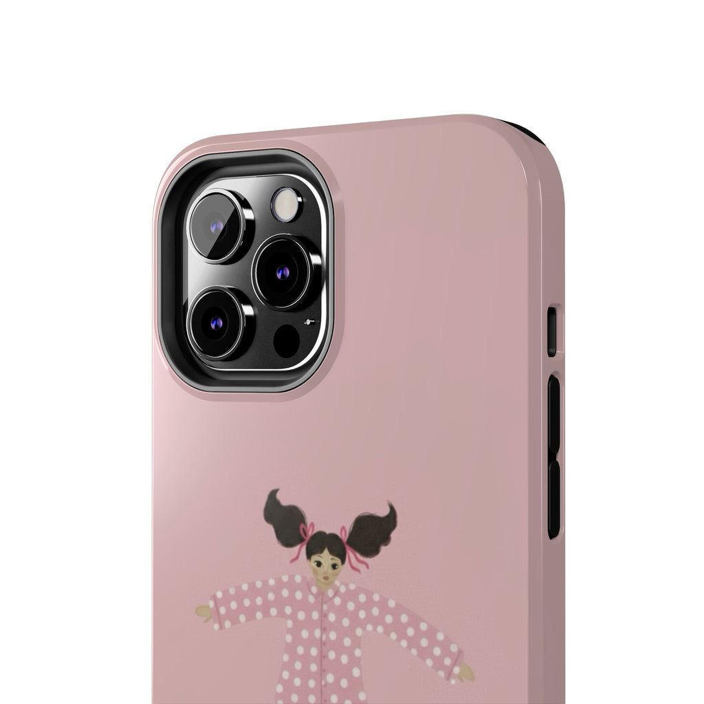 Pink Girl Drawing Tough Phone Case, Cute Protective Cover, Stylish Phone Accessories, Customizable Phone Case, Trendy Cell Phone Case